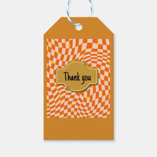 funky sinaasappel ontwerp cadeaulabel (Voorkant)