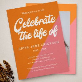 Funky Sinaasappel Roze Retro Viering van het Leven Kaart