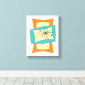 Funky Sinaasappel Turquoise Mid Century Rechthoeke Canvas Afdruk (Insitu (Houten vloer))