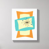 Funky Sinaasappel Turquoise Mid Century Rechthoeke Canvas Afdruk (Voorkant)