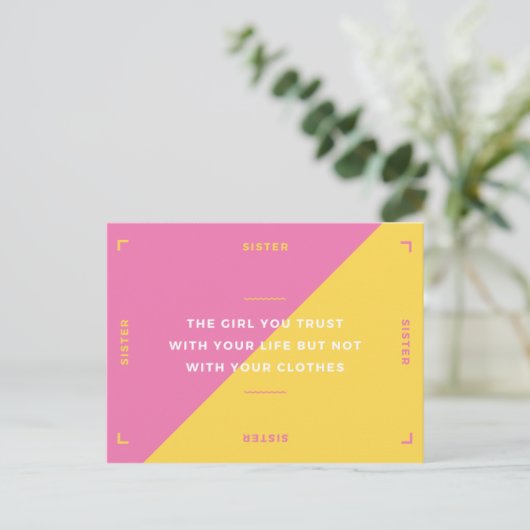 Funky Sister Quote Briefkaart (Staand voorkant)