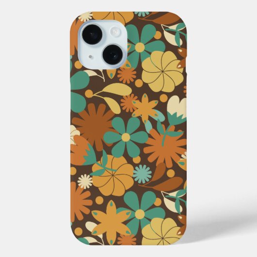Funky Sixties Retro Flower Power in Brown Case-Mate iPhone Case (Achterkant)