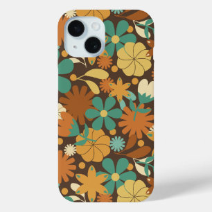 Funky Sixties Retro Flower Power in Bruin iPhone 15 Case