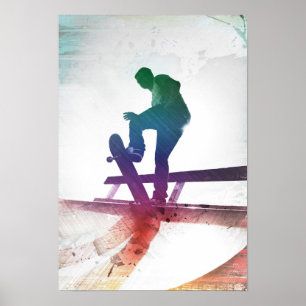 Funky Skateboarder Schaats Kind Poster