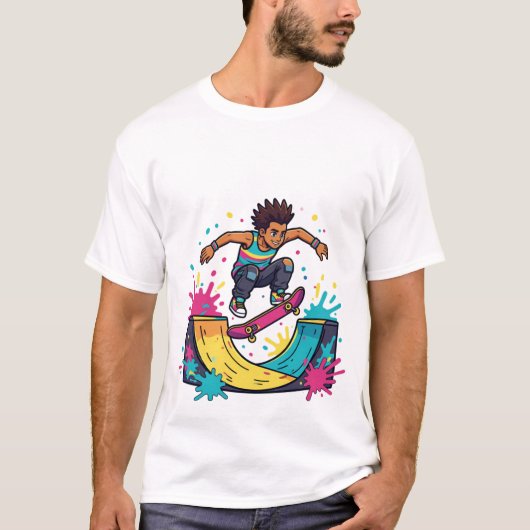 Funky Skater Boy Grafische T-Shirt (Voorkant)