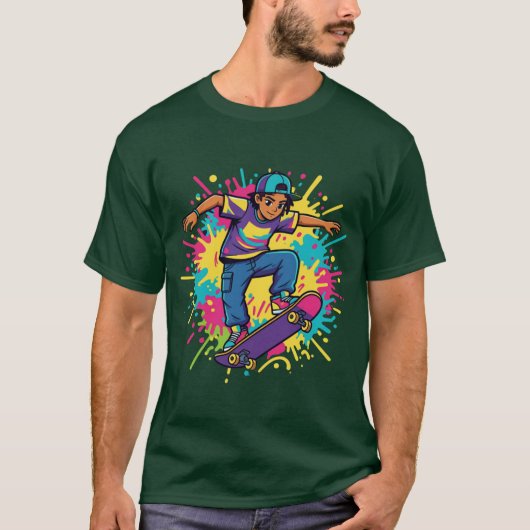 Funky Skater Boy Grafische T-Shirt (Voorkant)