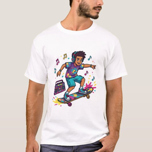 Funky Skater Boy Grafische T-Shirt (Voorkant)