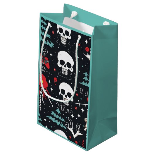 Funky Skull Gift Bag Klein Cadeauzakje (Achterkant Gekanteld)