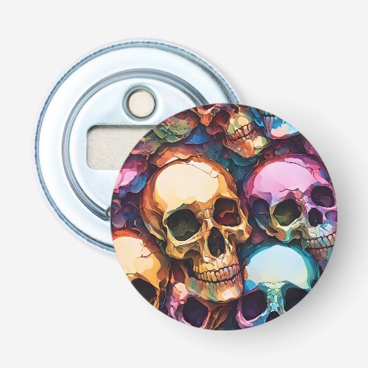Funky Skulls Button Flesopener (Voorkant)