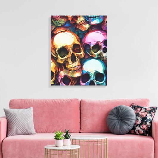 Funky Skulls Canvas Afdruk (Insitu (Woonkamer))
