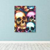 Funky Skulls Canvas Afdruk (Insitu (Houten vloer))