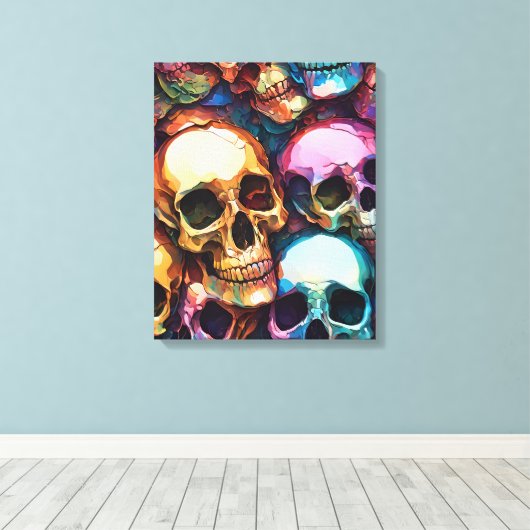 Funky Skulls Canvas Afdruk (Insitu (Houten vloer))