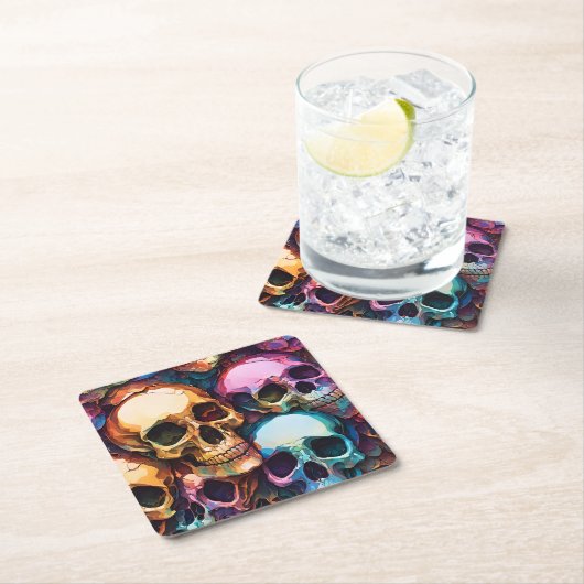 Funky Skulls Kartonnen Onderzetters (Insitu)