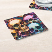 Funky Skulls Kartonnen Onderzetters (Schuin)