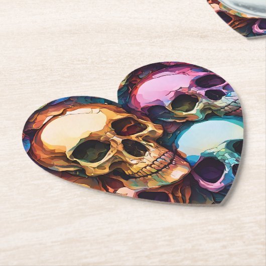 Funky Skulls Kartonnen Onderzetters (Gekanteld)