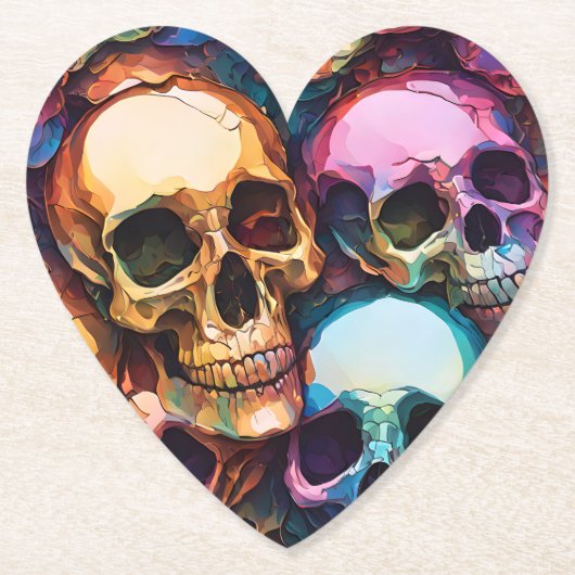 Funky Skulls Kartonnen Onderzetters (Voorkant)