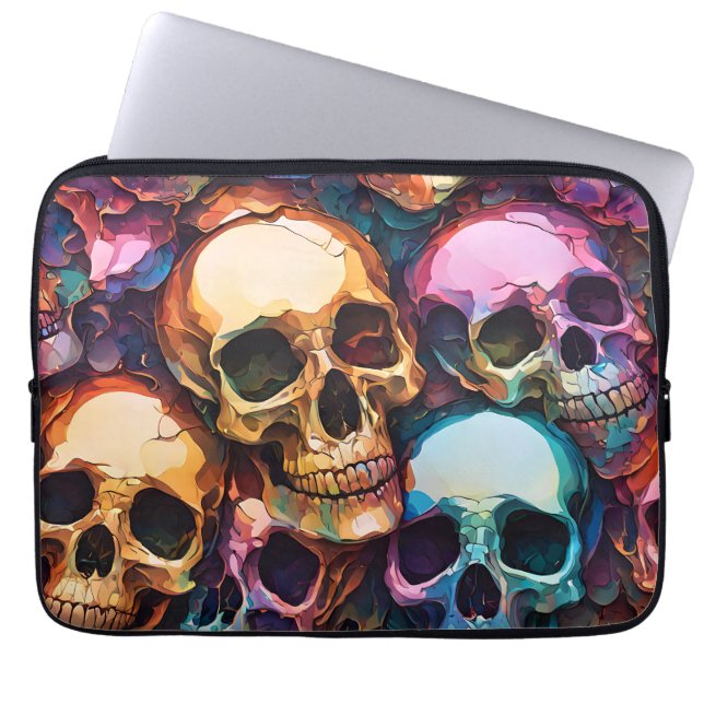Funky Skulls Laptop Sleeve (Voorkant)
