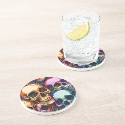 Funky Skulls Zandsteen Onderzetter (Zijkant)