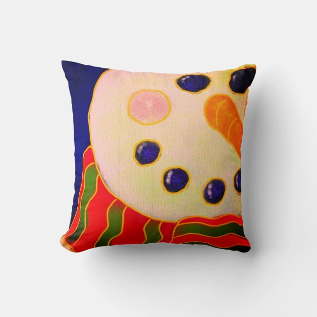 Funky Sneeuwman Abstracte Kerst Kunst Kussen (Voorkant)