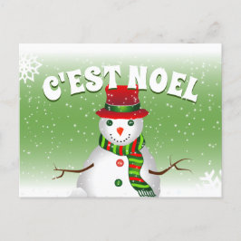 Funky Sneeuwman in Rood Wit en Groen Feestdagenkaart