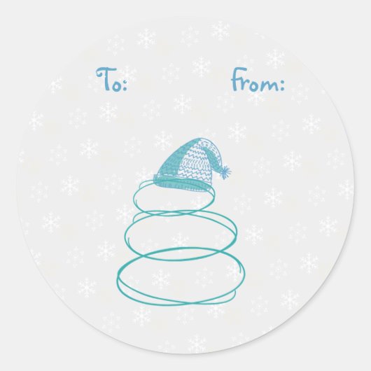 Funky Snowman Gift Label Sticker (Voorkant)