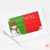 Funky Snowman in Red White en Green Rechthoekige Sticker (Envelop)