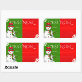 Funky Snowman in Red White en Green Rechthoekige Sticker (Vel)