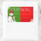 Funky Snowman in Red White en Green Rechthoekige Sticker (Tas)