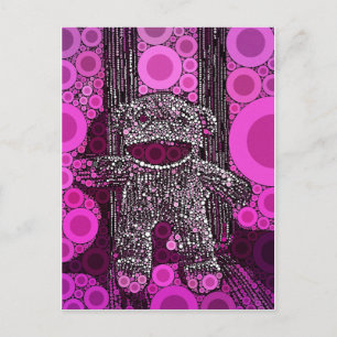 Funky Sock Monkey Circles Bubbles Pop Art Briefkaart