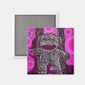 Funky Sock Monkey Circles Bubbles Pop Art Magneet (Voorkant / Achterkant)