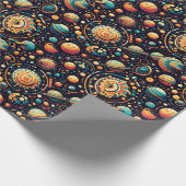 funky Solar System patroon Wrapping Paper Cadeaupapier (Hoek)