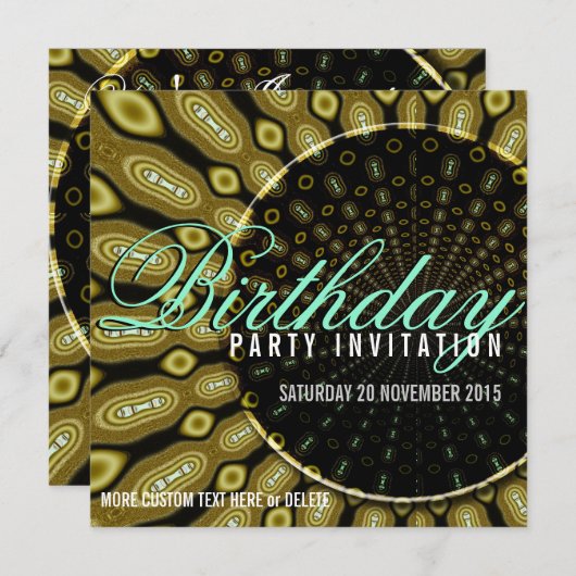 Funky Solar Zonnebloem Olijfgroen + Mint Party Kaart (Voorkant / Achterkant)