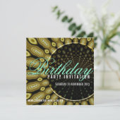 Funky Solar Zonnebloem Olijfgroen + Mint Party Kaart (Staand voorkant)