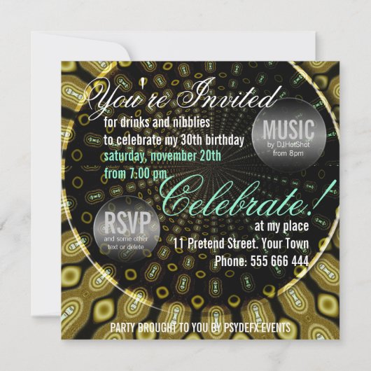 Funky Solar Zonnebloem Olijfgroen + Mint Party Kaart (Achterkant)