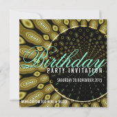 Funky Solar Zonnebloem Olijfgroen + Mint Party Kaart (Voorkant)