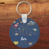 Funky space cats sleutelhanger (Voorkant)