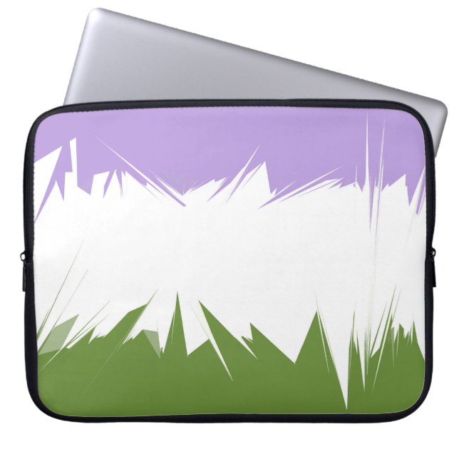 Funky Spiky ZigZag Abstract Genderqueer Pride Vlag Laptop Sleeve (Voorkant)