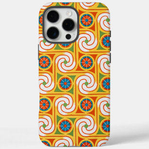 Funky Spiral 1970s Retro Mode Circles Pattern iPhone 16 Pro Max Hoesje