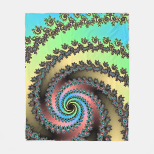Funky Spiral Pastel Rainbow Fractal Fleece Deken