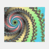 Funky Spiral Pastel Rainbow Fractal Fleece Deken (Voorkant (Horizontaal))