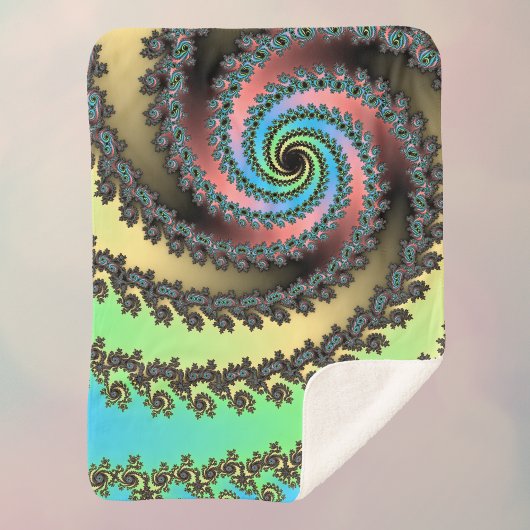 Funky Spiral Pastel Rainbow Fractal Sherpa Deken