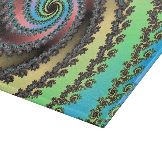 Funky Spiral Pastel Rainbow Fractal Snijplank (Hoek)