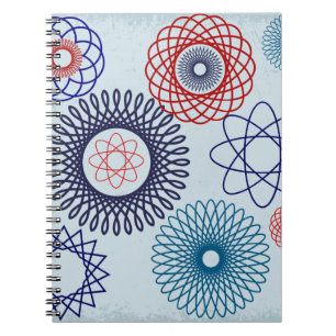 Funky Spirografen Geometric Pattern Blue Red Notitieboek