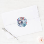 Funky Spirografen Geometric Pattern Blue Red Ronde Sticker (Envelop)
