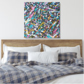 Funky Splatter Art over Black Canvas Afdruk (Insitu (Slaapkamer))