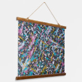 Funky Splatter Art over Black Hangend Wandkleed (Gebogen)