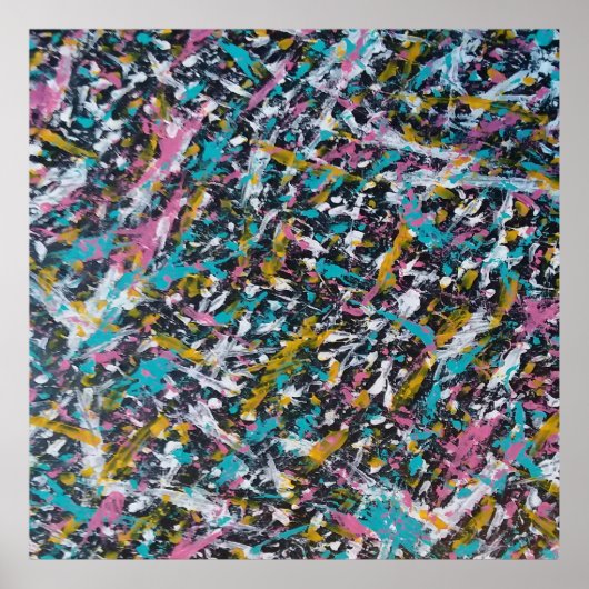 Funky Splatter Art over Black Poster (Voorkant)