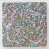 Funky Splatter Art over Black Stenen Onderzetter (Voorkant)