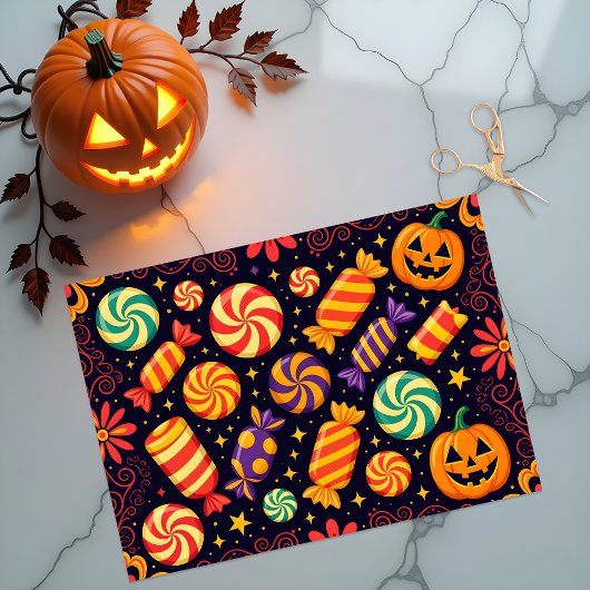 Funky Spooky Snoep en Jack-o'-Lanterns Halloween Tissuepapier