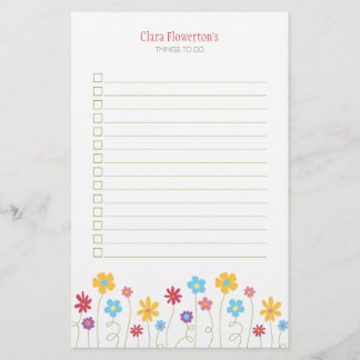 Funky Spring Flowers om lijst te doen Briefpapier